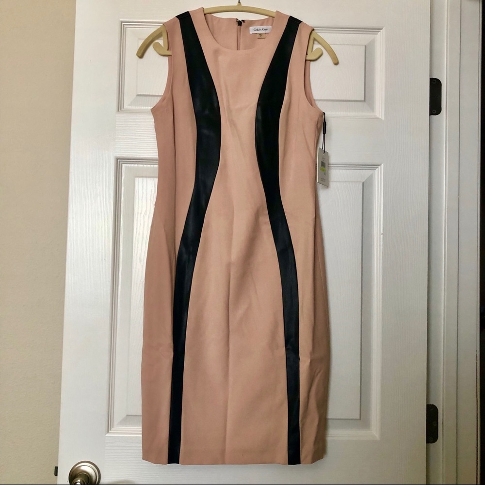 Calvin Klein sleeveless Suede Mix Sheath Dress